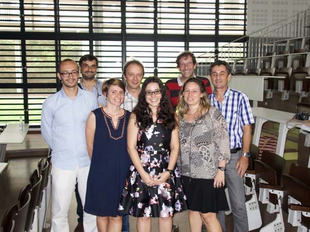 Maéva Techer with colleagues from her molecular ecology research training at the University of Réunion.